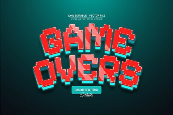 Game Over Red Pixel 3D Text Effect: A Dynamic Design Asset