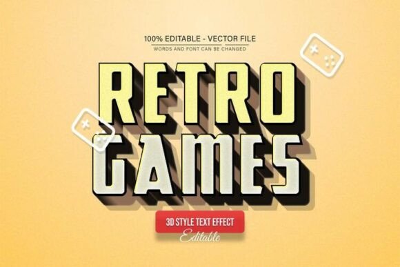 Retro Game Vintage 3D Text Effect: Editable Vectors for Designers